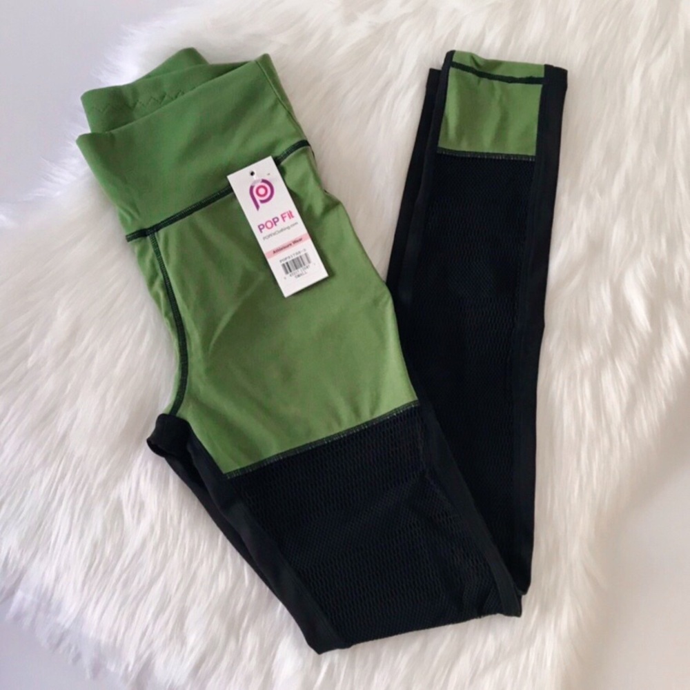 POP Fit Colorblock Mesh w/ Pockets Yoga Sport Pant Legging Small